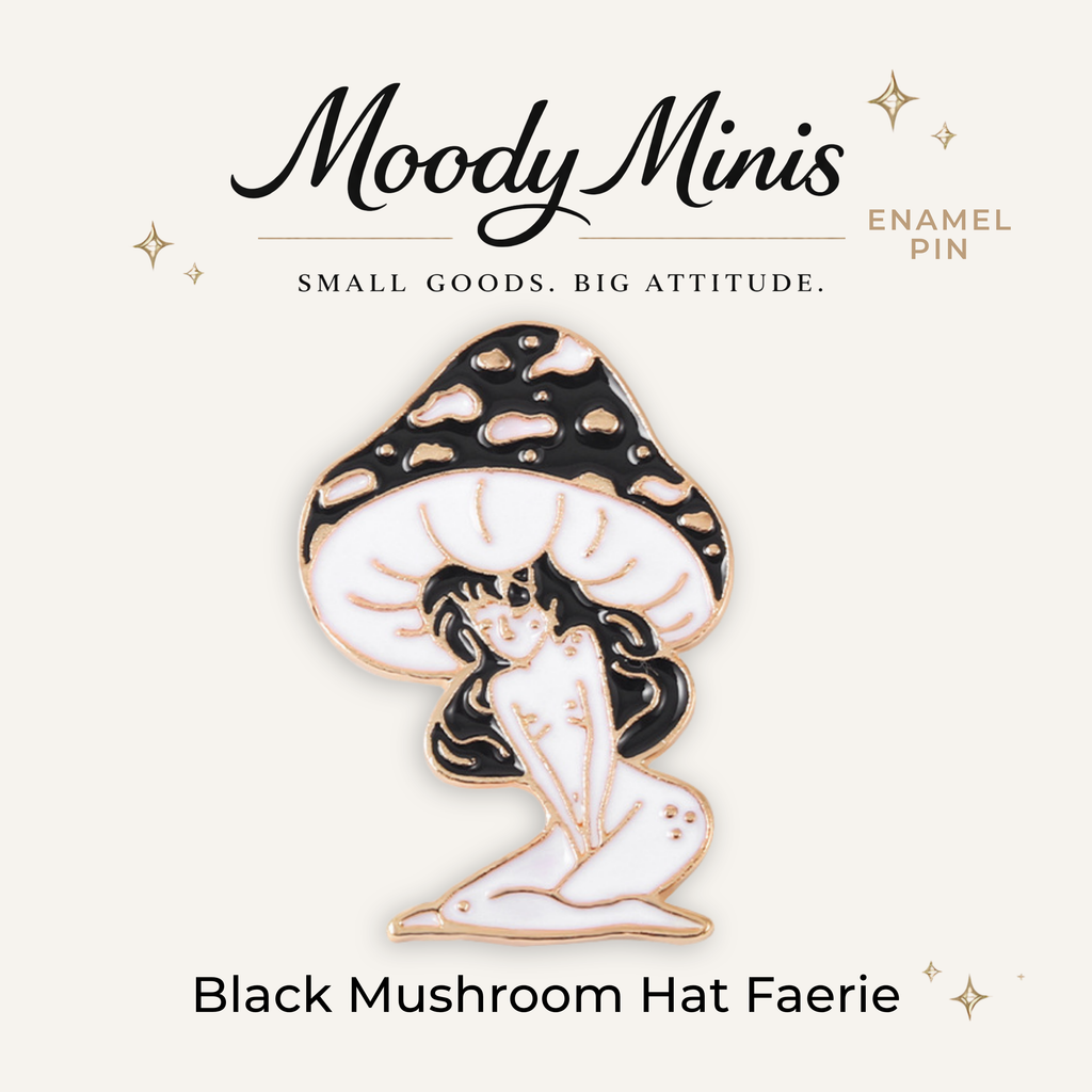 Black Mushroom Hat Faerie Enamel Pin
