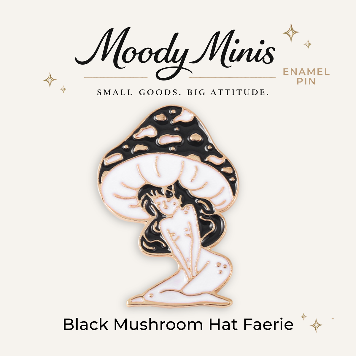 Black Mushroom Hat Faerie Enamel Pin